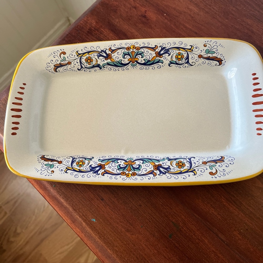 Nova Deruta‎  Rectangular Ceramic Platter Italian hand painted serving plate